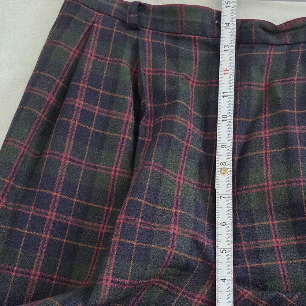 Vtg Wool Plaid Pants Size 12 Old Money Heritage Preppy‎ Straight Leg High Waist - Picture 11 of 13